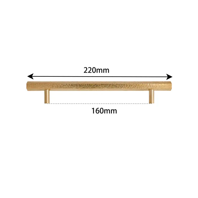 LUX Brass Hammered Hexagonal T-Bar Handles – Long Cabinet and Wardrobe Pulls (600mm/1000mm)