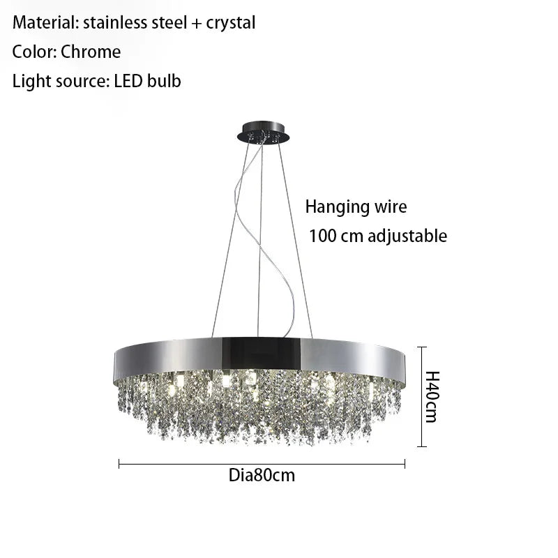 Elegant Light Luxury Crystal Chandelier - Modern Italian Creative Design for Living Rooms, Bedrooms, and Dining Rooms