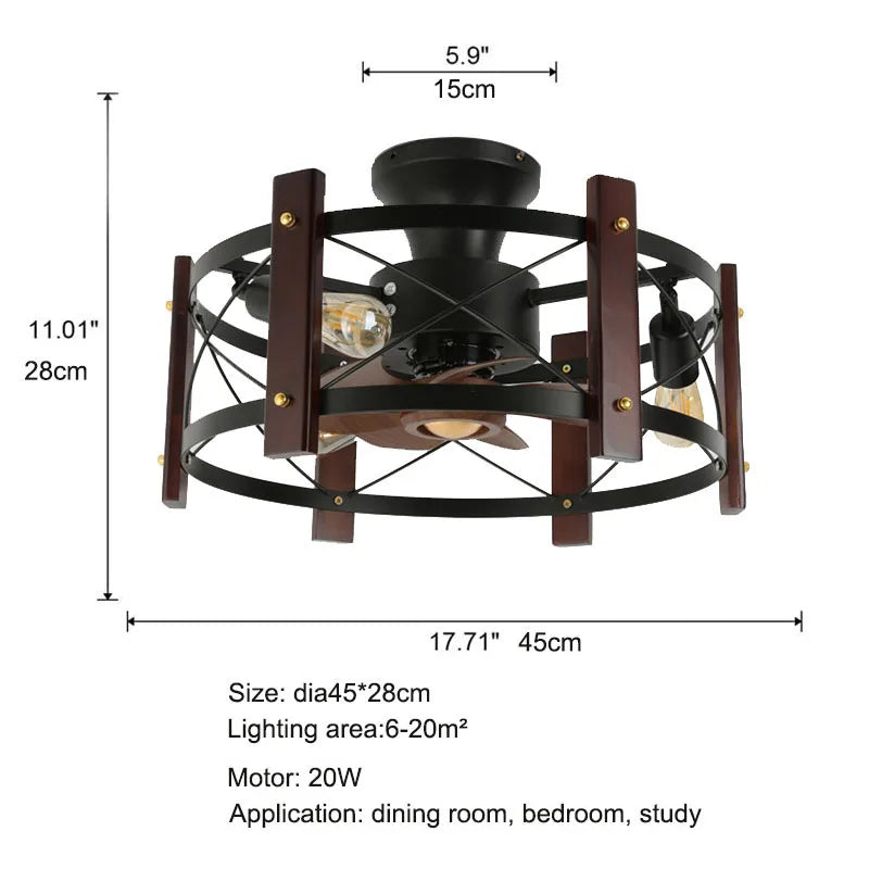 Modern Retro Ceiling Fan Light American Industrial Vintage Fan Lamp 110V 260V Dining Room Light Bedroom Remote control