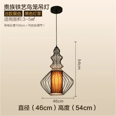 American Birdcage Retro Chandelier with Creative Hollow Design for Living Room Elegance