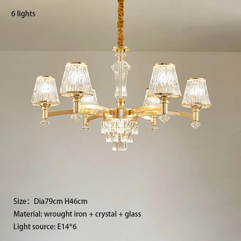 Elegant European Style Crystal Chandelier - A Modern Light Luxury Fixture for Living Rooms, Bedrooms, and Dining Areas