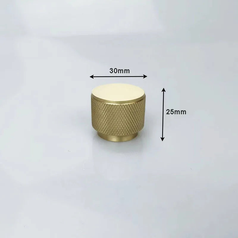 Knurled Gold Brass Cabinet Knobs – Drawer Knobs and Wardrobe Handles for Kitchen and Furniture