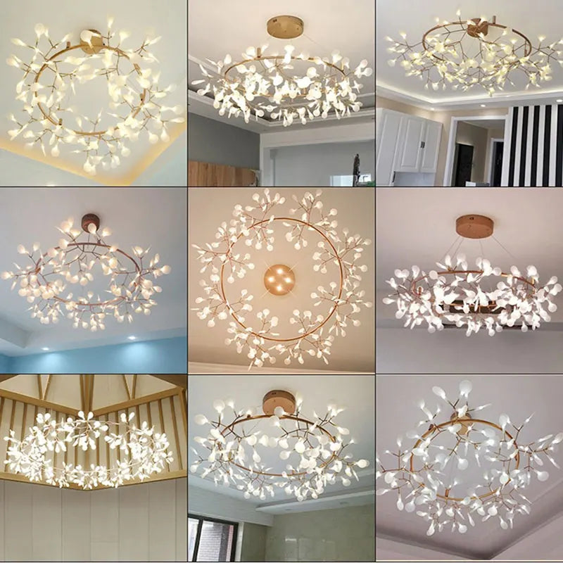 Modern Nordic LED Chandelier Lights - Elegant Firefly Pendant Lighting in Rose Gold/Gold Finish