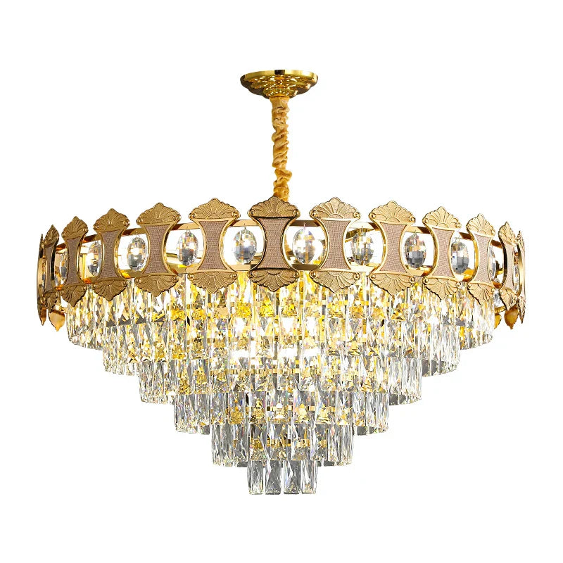 Elegant Golden Crystal Chandelier - Perfect for Master Bedrooms, Living Rooms, and Dining Rooms, Creating an Atmosphere of Simplicity and Light Luxury