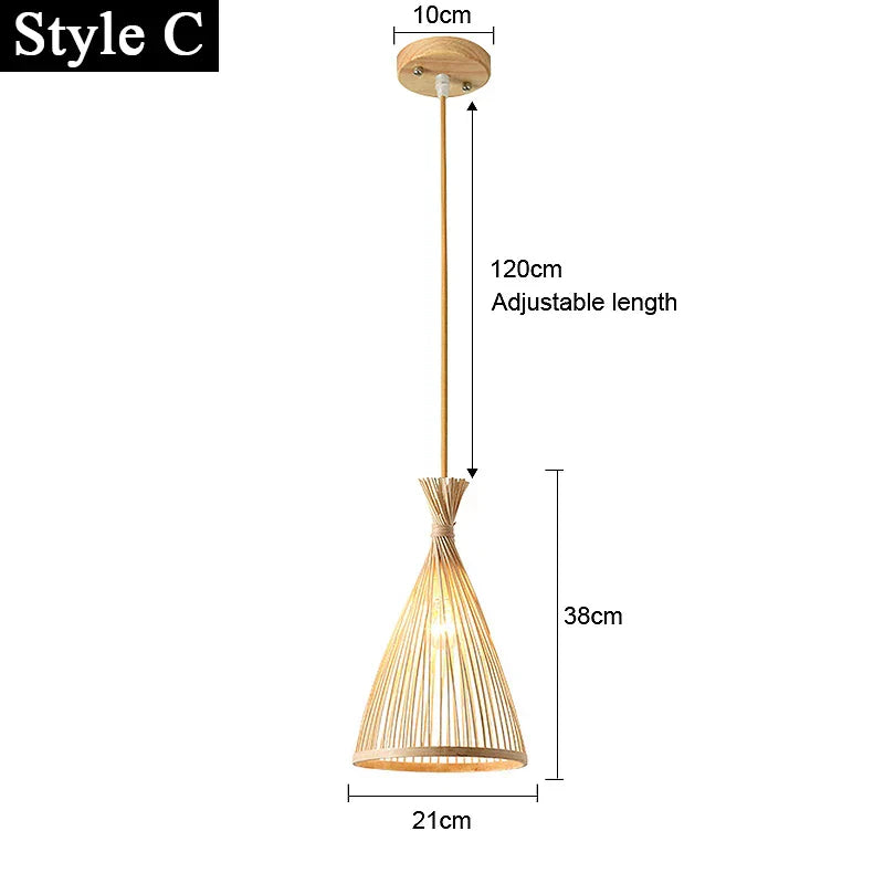 Asian-Inspired Rattan Woven Bamboo Chandelier - Artistic Ceiling Lamp for Home, Cafe, and Restaurant Decor