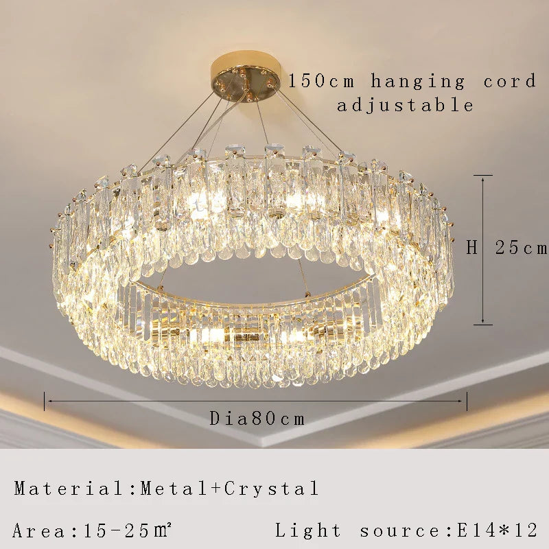 Elegant LED Transparent Crystal Chandelier - A Modern Light Luxury Fixture for Living Room Decor