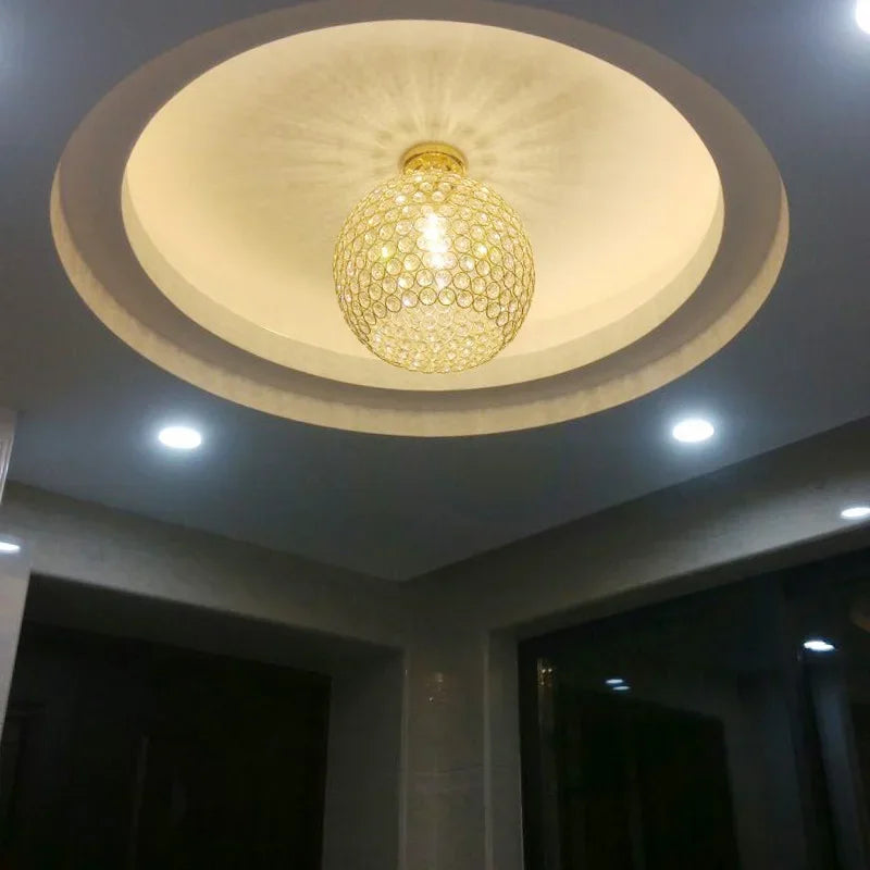 Modern Crystal Ball Ceiling Lamp - Elegantly Designed Home Decor for Bedrooms, Passages, Silver/Gold Shade, Lustre Luminous Lighting