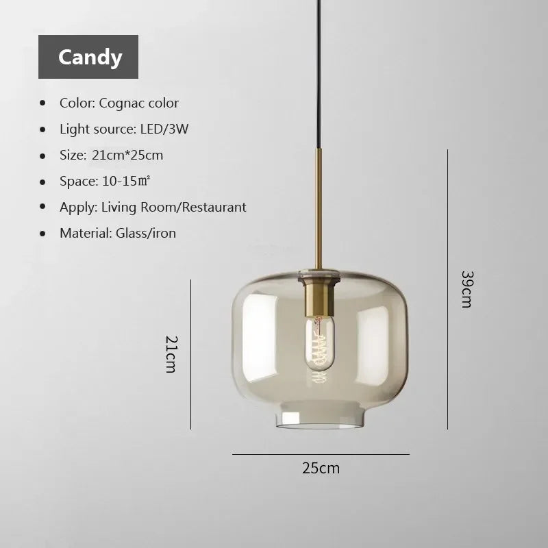 Nordic Glass LED Pendant Light - Versatile Single/Multi Head Chandelier for Home Decor