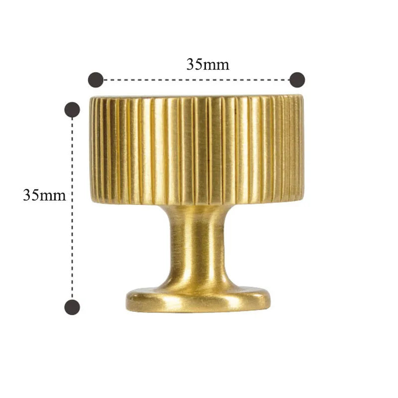 Solid Brass Art Deco Kitchen Cabinet Handles – Knurled T-Bar and Wardrobe Pulls