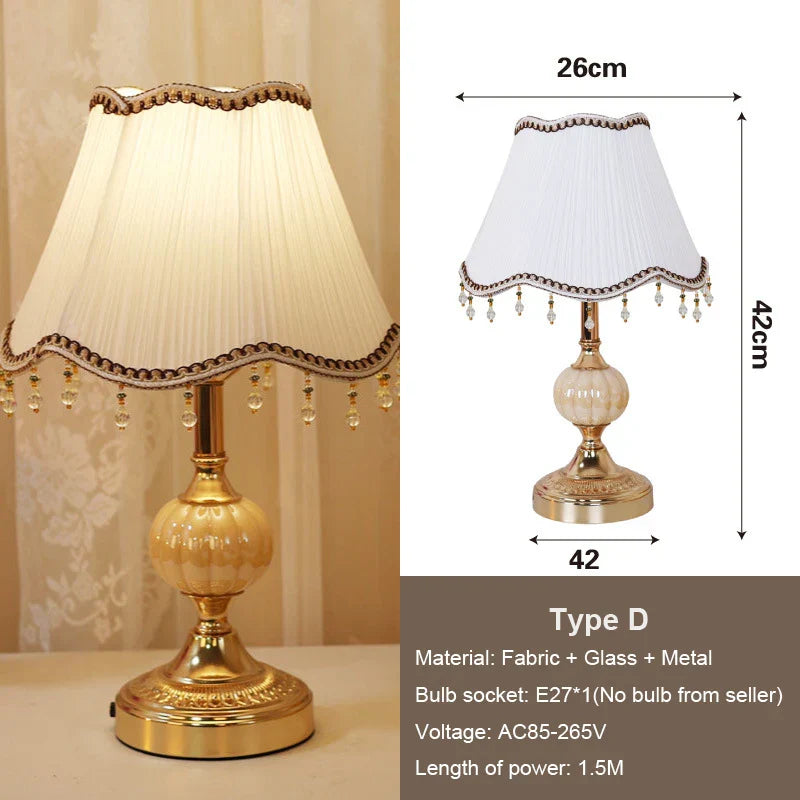 Modern European Vintage Fabric Table Lamp - Stylish Lighting for Bedroom, Living Room, and More