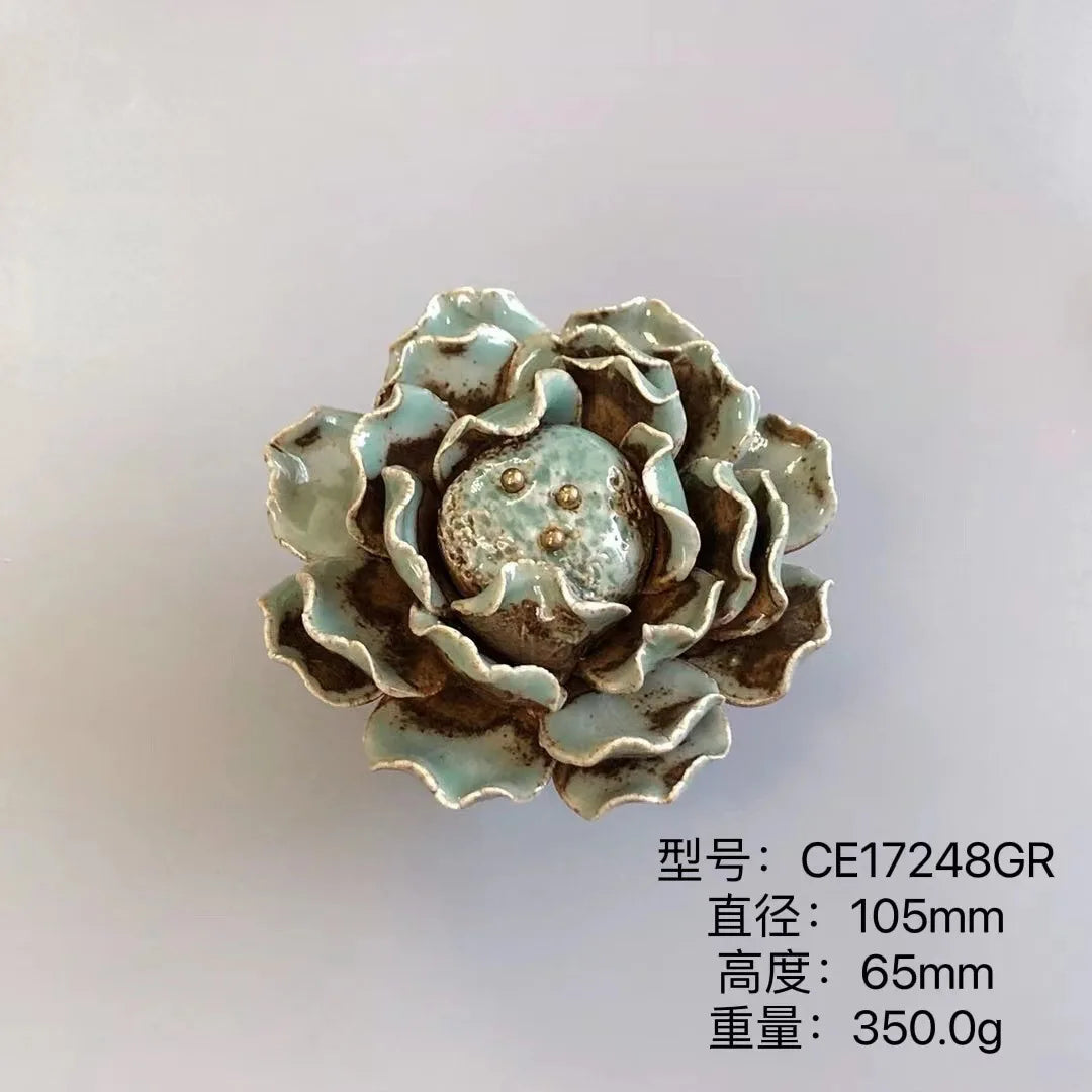 Handmade Ceramic Flower Knobs – Creative Cabinet and Drawer Knobs for Furniture Accessories