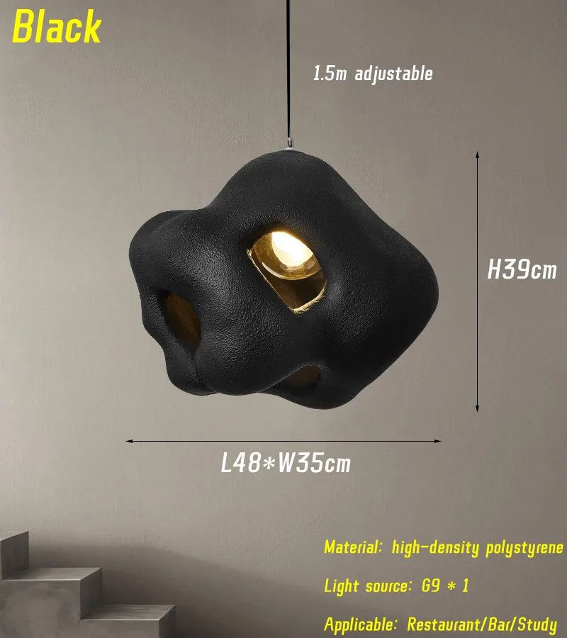 Nordic Wabi Sabi E27 Chandelier Light - Minimalist LED Home Decor Suspension Lamp for Cafes, Restaurants, and Bars