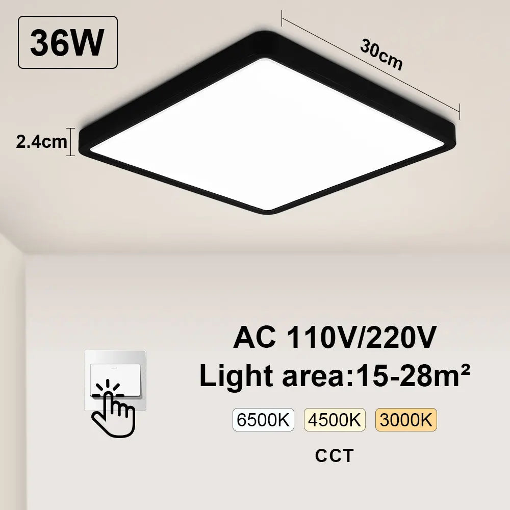 Smart LED Ceiling Lamp - 20-inch Ultra-Thin Lighting Fixture for Living Room, Bedroom, and Balcony