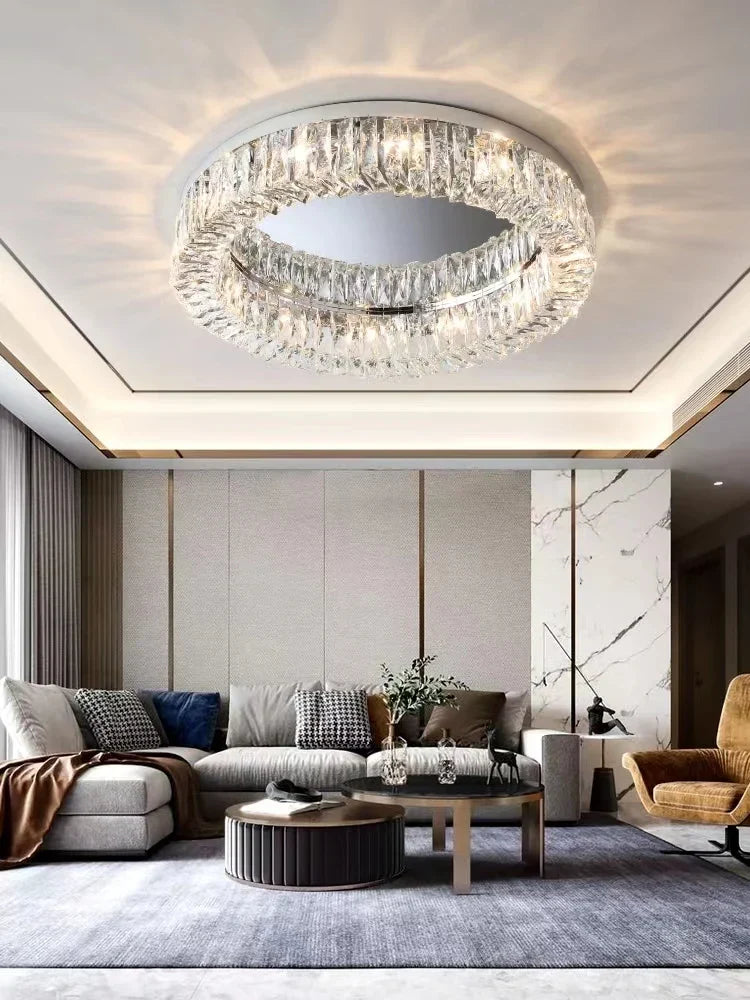 Simple Modern Clean Crystal Ceiling Lamp - New Design Light Luxury for Living Rooms and Bedrooms - Available in Gold and Silver - Nordic Style Elegance