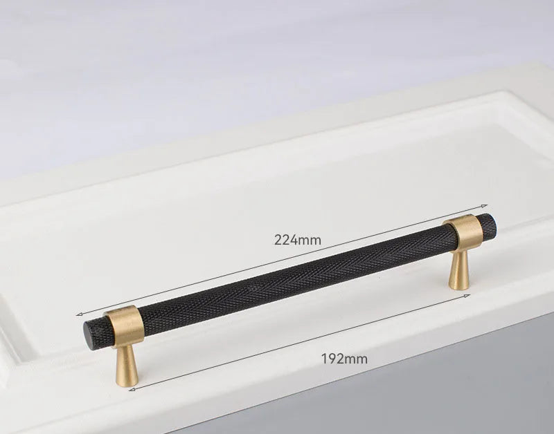 Solid Brass Knurled Cabinet Handles – Gold and Black Wardrobe Knobs and Drawer Pulls