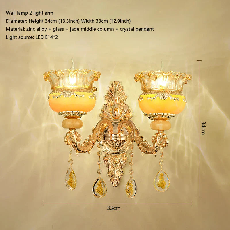 Elegant European Style Crystal Chandelier - A Luxurious Jade-Inspired Main Lamp for Living Rooms, Bedrooms, and Hallways