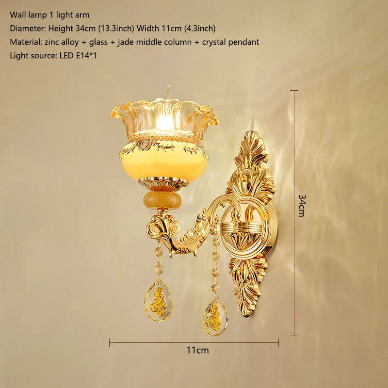 Elegant European Style Crystal Chandelier - A Luxurious Jade-Inspired Main Lamp for Living Rooms, Bedrooms, and Hallways