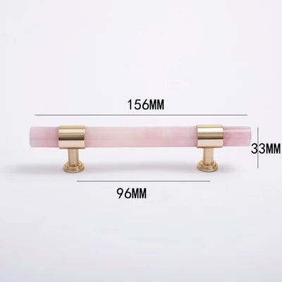 Natural Marble and Crystal T-Bar Cabinet Handles – Modern Brass Knobs for Kitchen, Dresser, and Furniture Pulls
