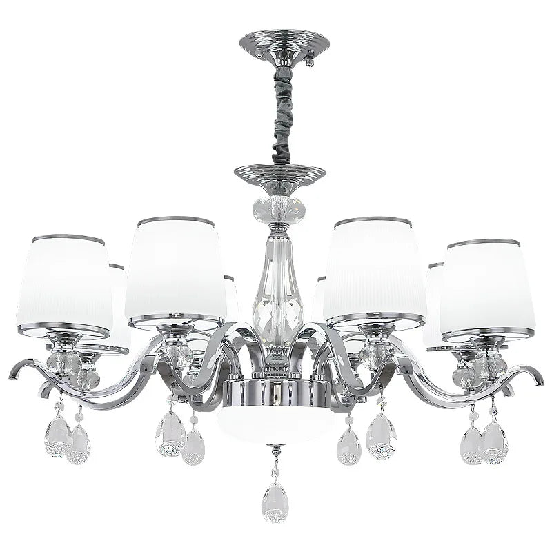 Elegant European Chrome Crystal Chandelier - A Postmodern Simple Fixture for Living Rooms, Dining Spaces, and Bedrooms
