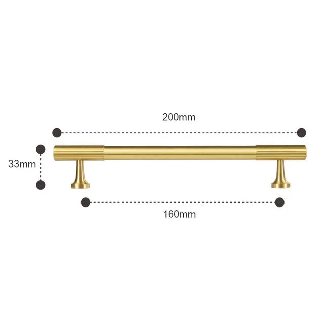 Solid Brass Art Deco Kitchen Cabinet Handles – Knurled T-Bar and Wardrobe Pulls