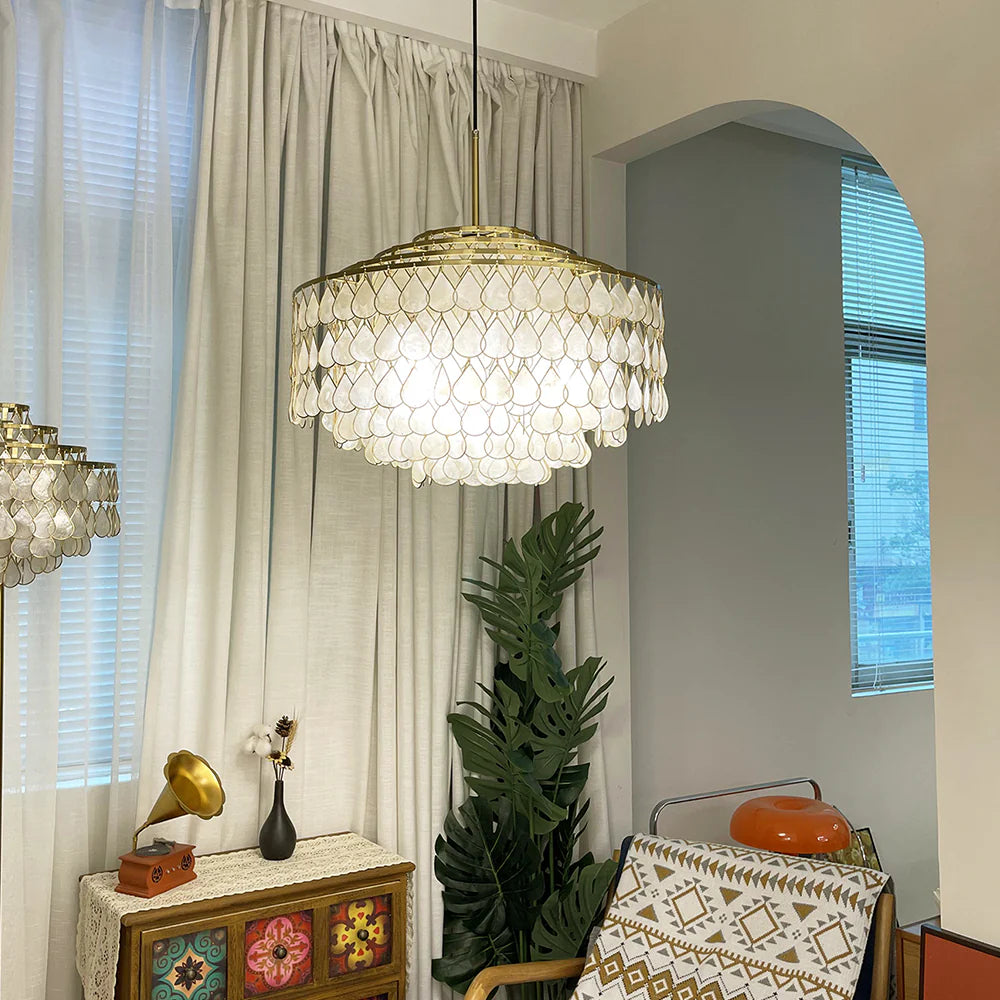 Teardrops Tiered Shell Pendant Light
