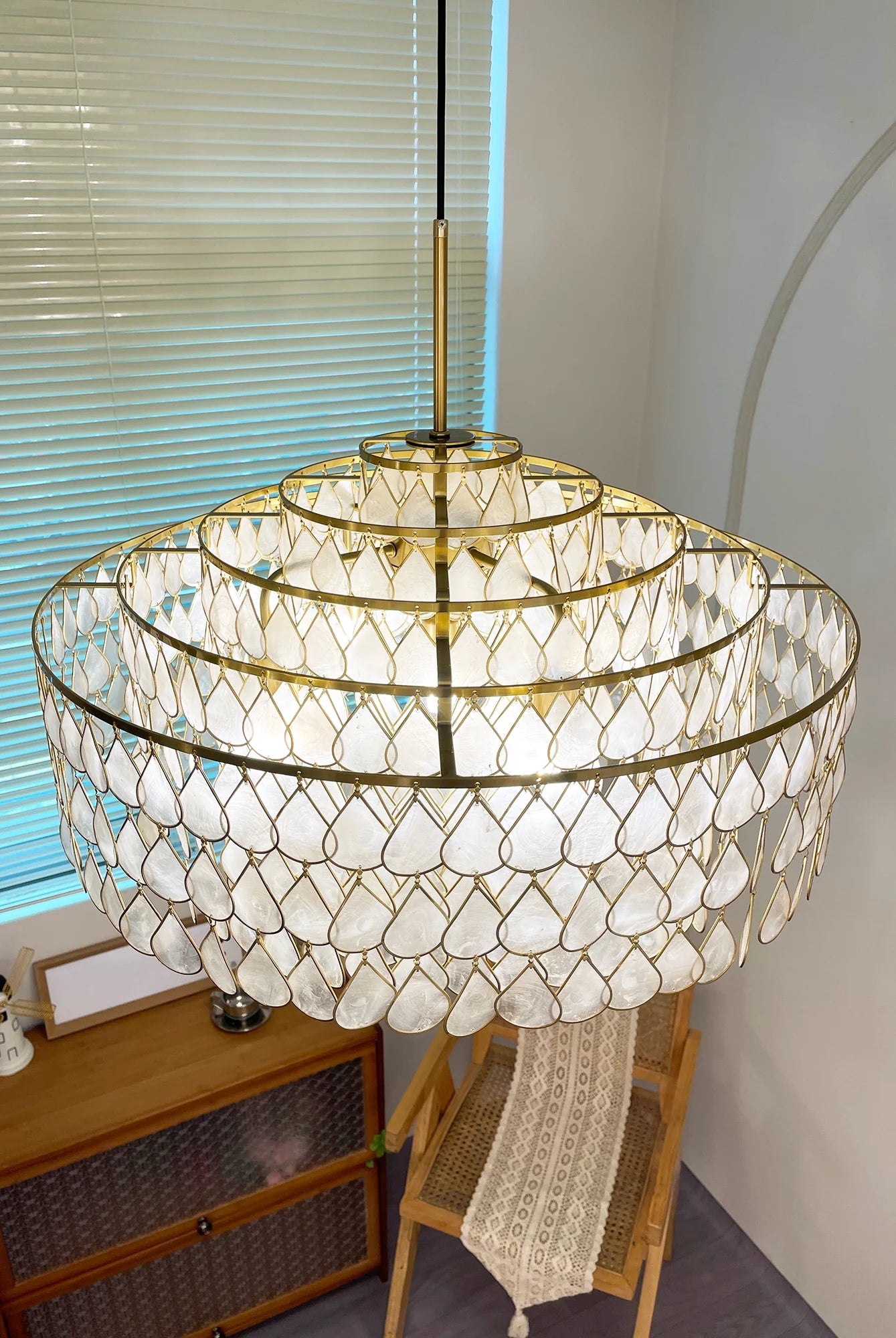 Teardrops Tiered Shell Pendant Light