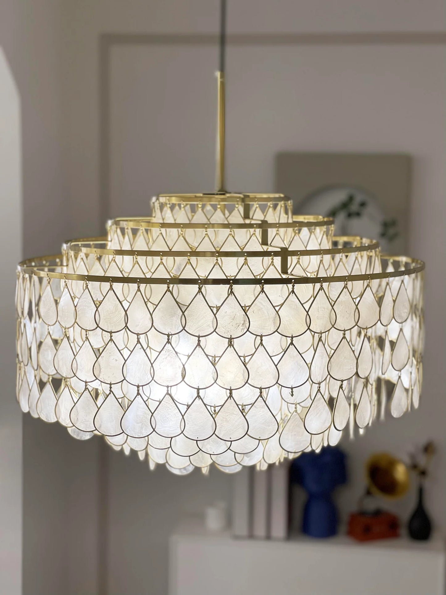Teardrops Tiered Shell Pendant Light