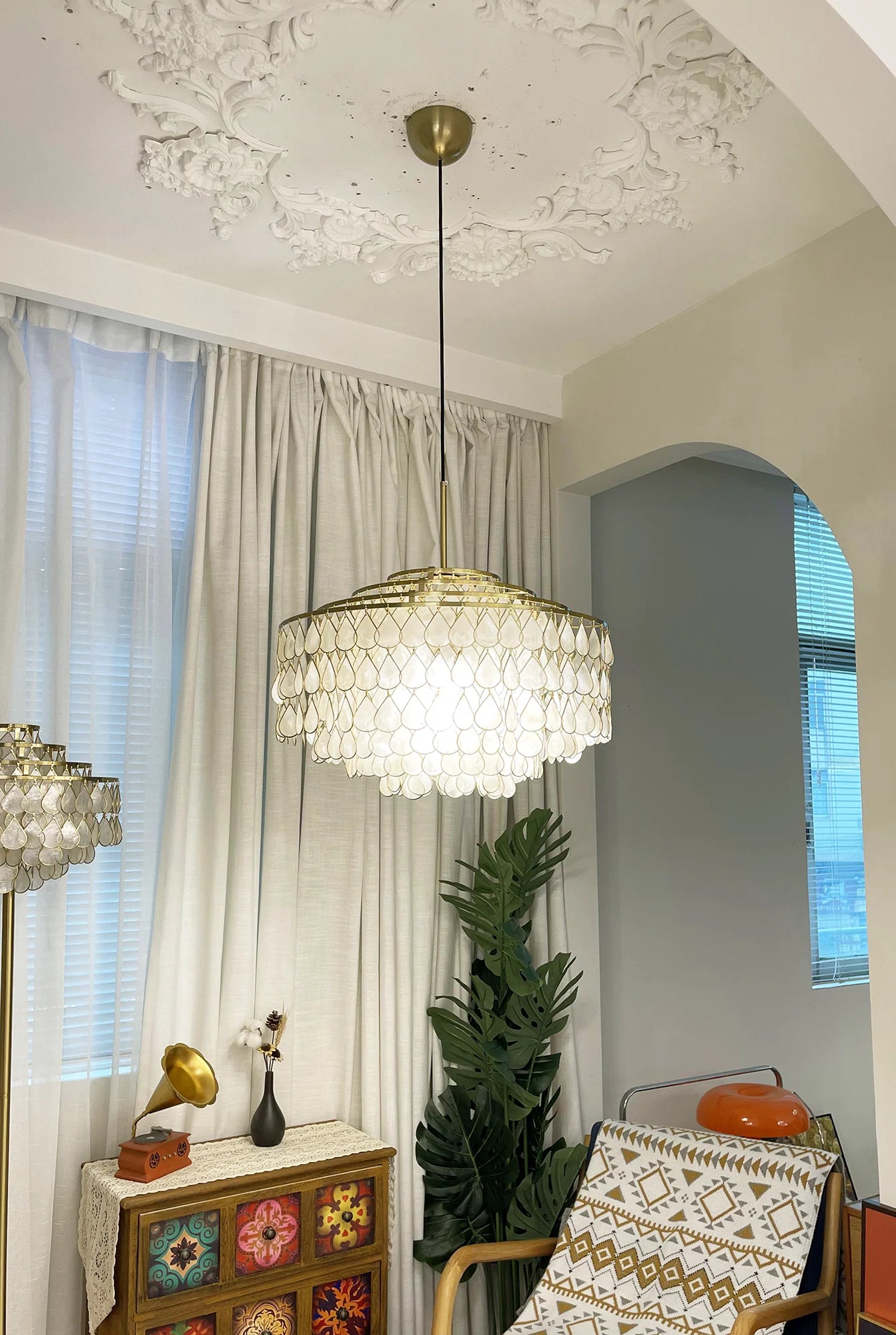 Teardrops Tiered Shell Pendant Light