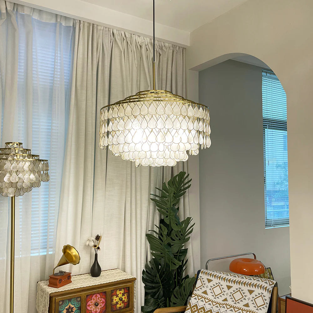Teardrops Tiered Shell Pendant Light