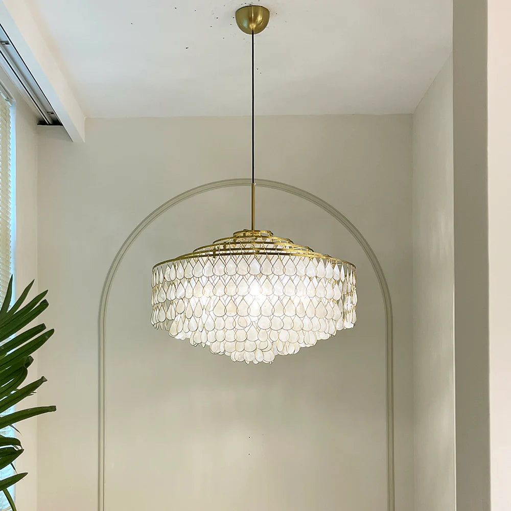 Teardrops Tiered Shell Pendant Light