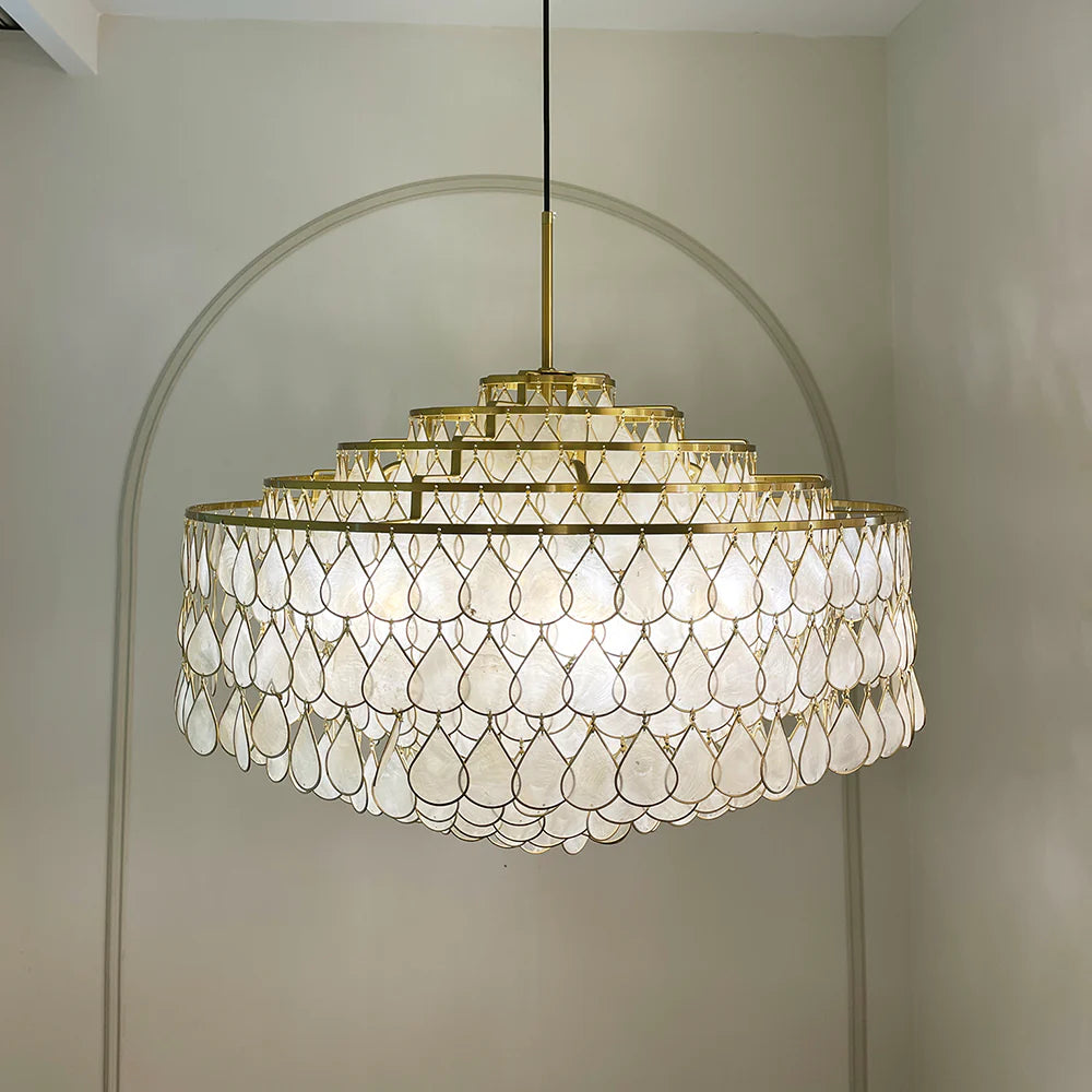 Teardrops Tiered Shell Pendant Light