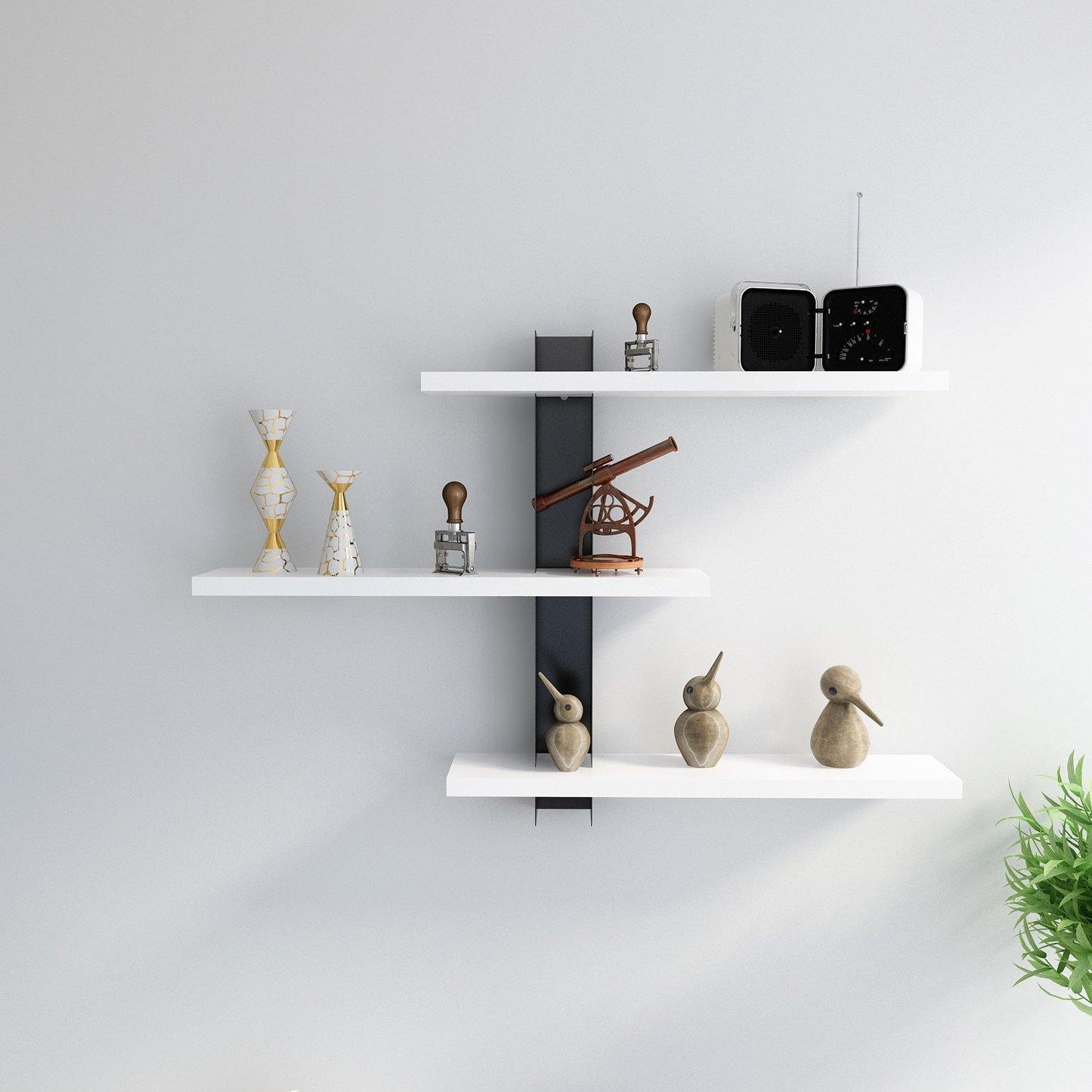 Mita 19'' Adjustable Metal Manufactured Wood Wall Shelf
