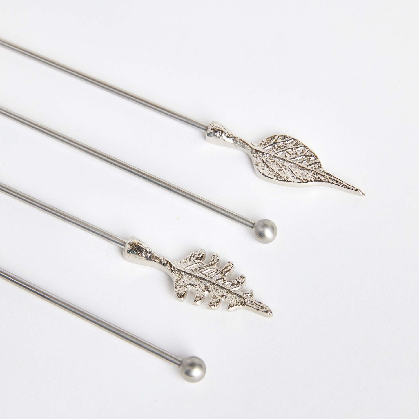 Silver Leaf Stainless Steel Swizzle Stick Set