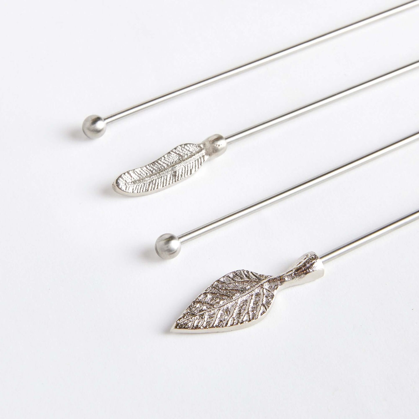 Silver Leaf Stainless Steel Swizzle Stick Set