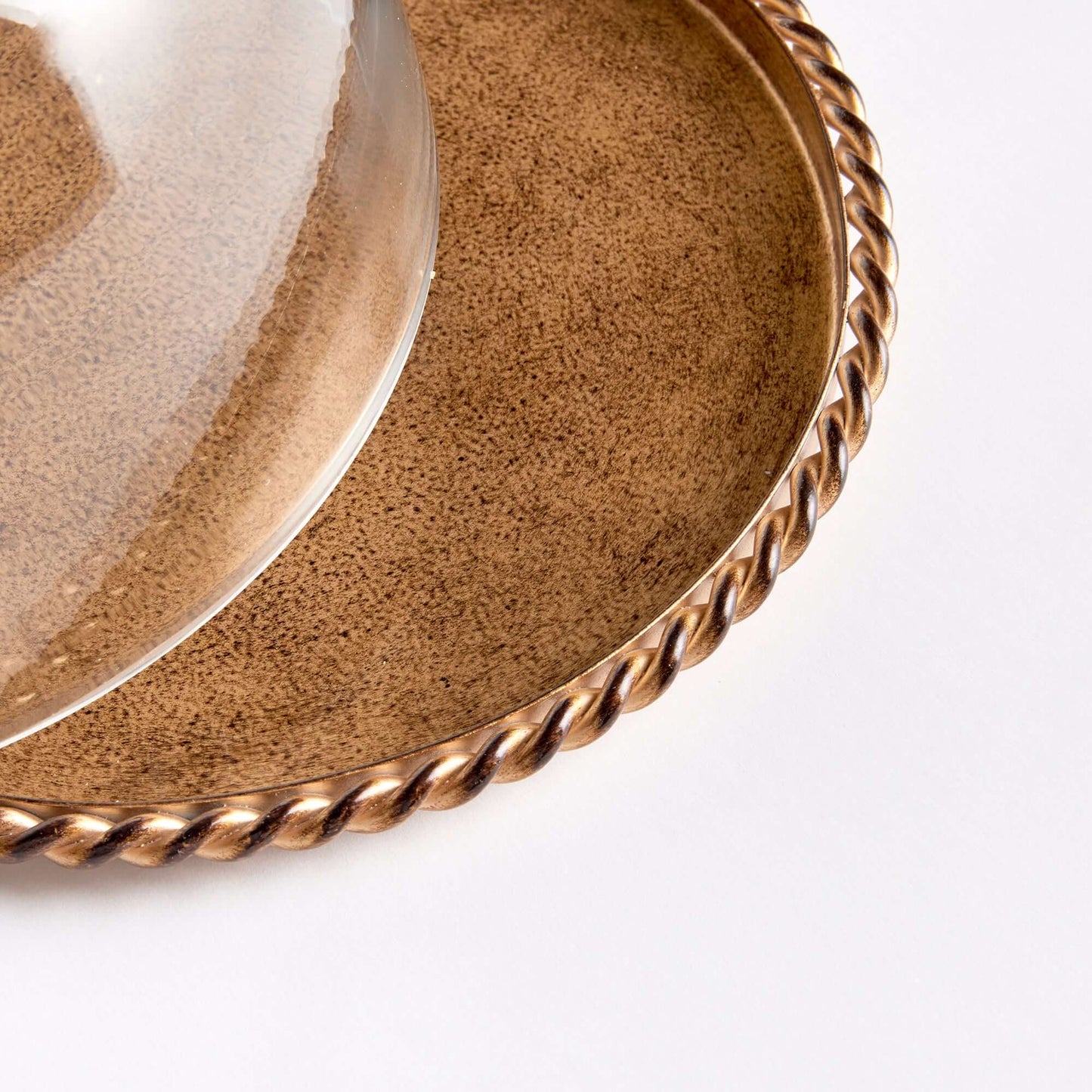 Small Vintage Glass Cloche with Gold Braided Tray