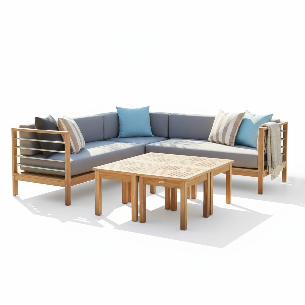SoHo Patio Sectional Deep Sofa Set with Sunbrella 7PC