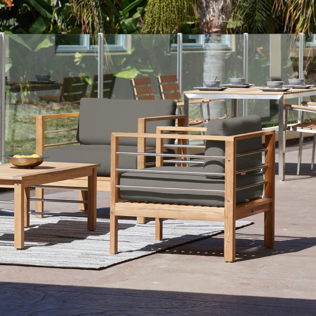 SoHo Teak Outdoor Club Chair Sunbrella Cushion