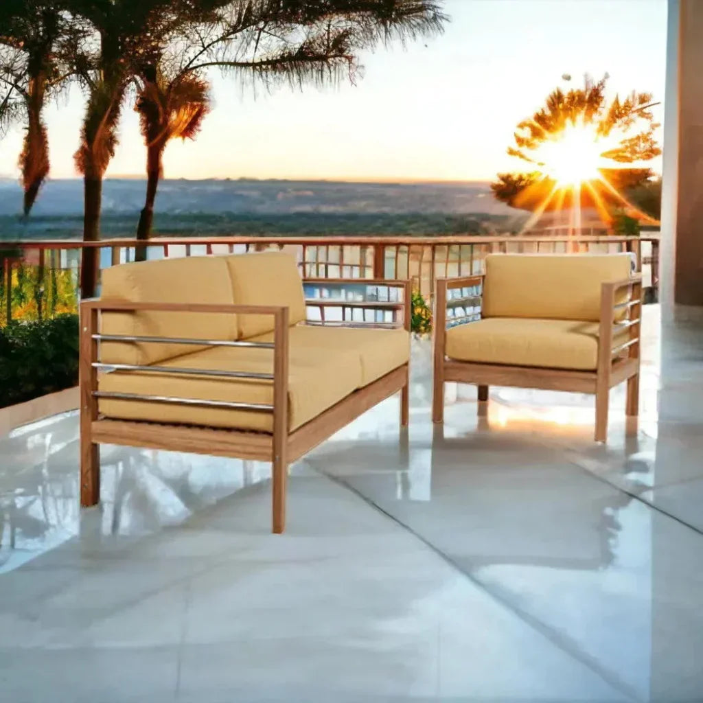SoHo Teak Outdoor Club Chair Sunbrella Cushion