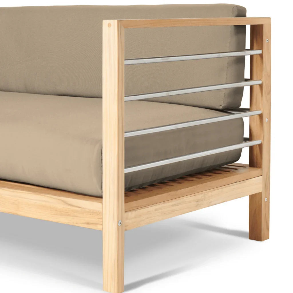 SoHo Teak Patio Sectional Sofa with Sunbrella Cushion