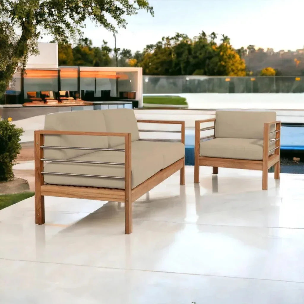 SoHo Three Person Patio Sofa with Sunbrella Cushions