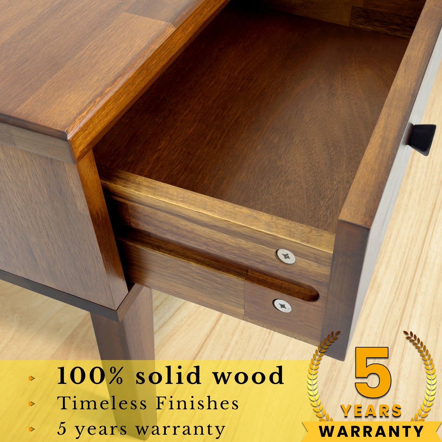 Acacia Sofia 1-Drawer Solid Wood Nightstand for Stylish Storage