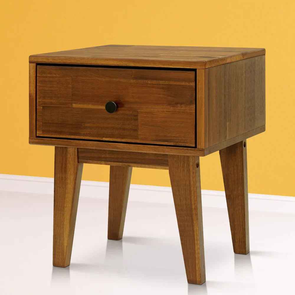 Acacia Sofia 1-Drawer Solid Wood Nightstand for Stylish Storage