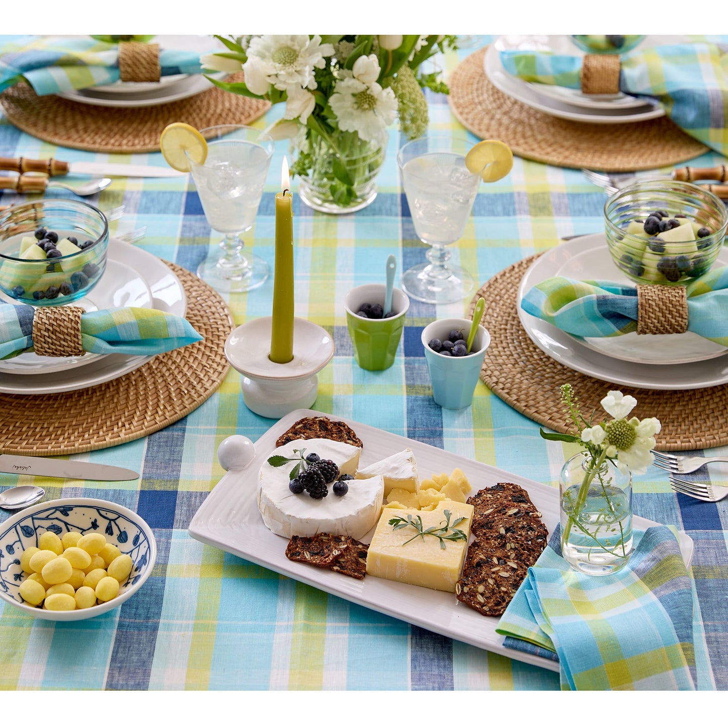 Summer Madras Plaid Tablecloth