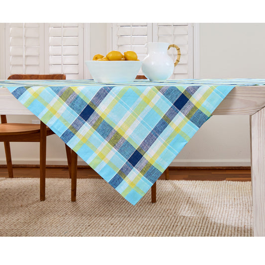 Summer Madras Plaid Table Throw