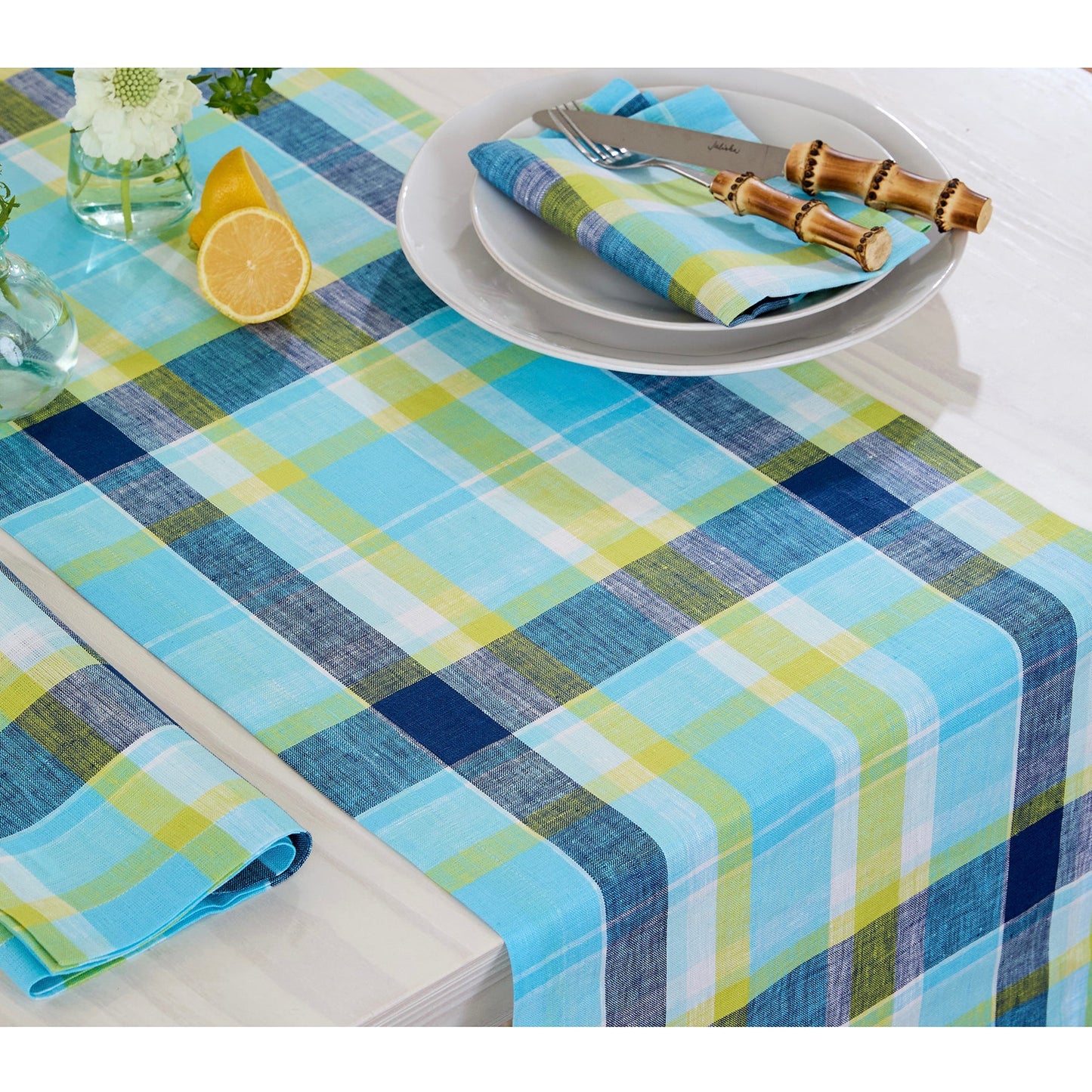 Summer Madras Plaid Table Runner