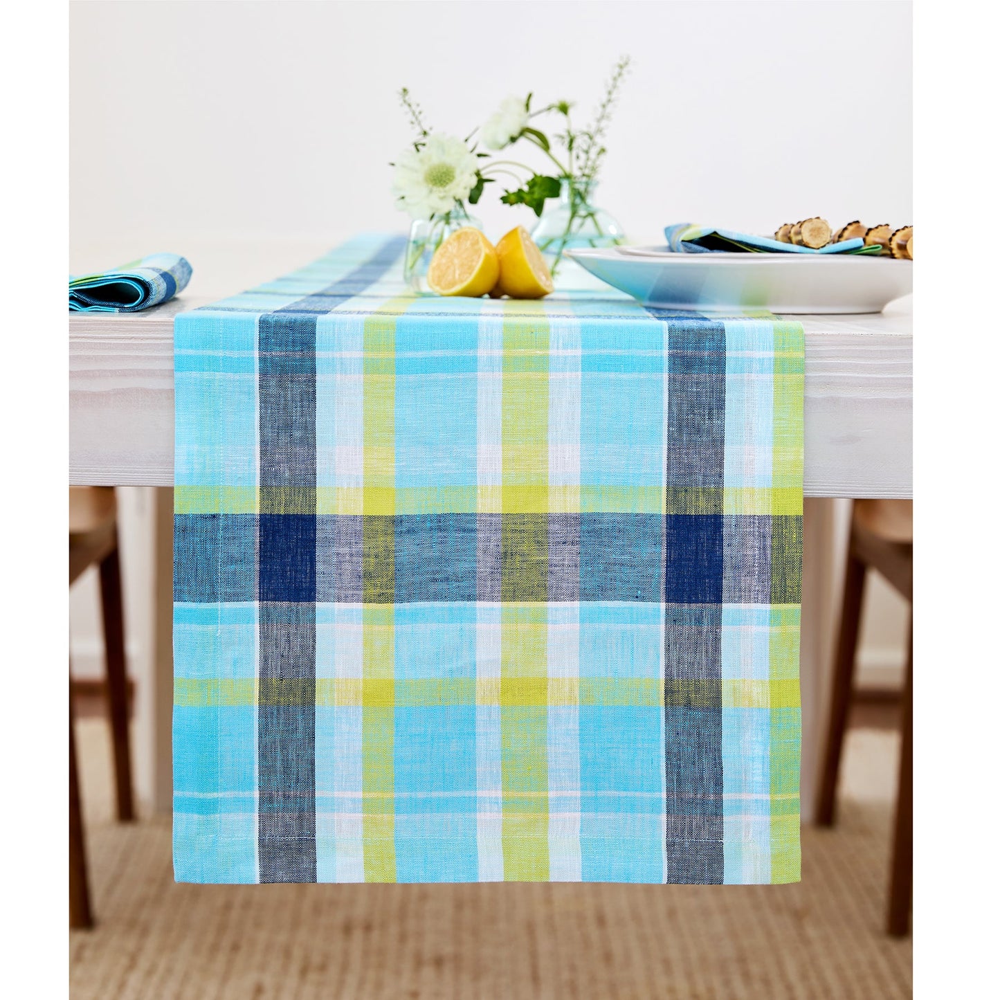 Summer Madras Plaid Table Runner