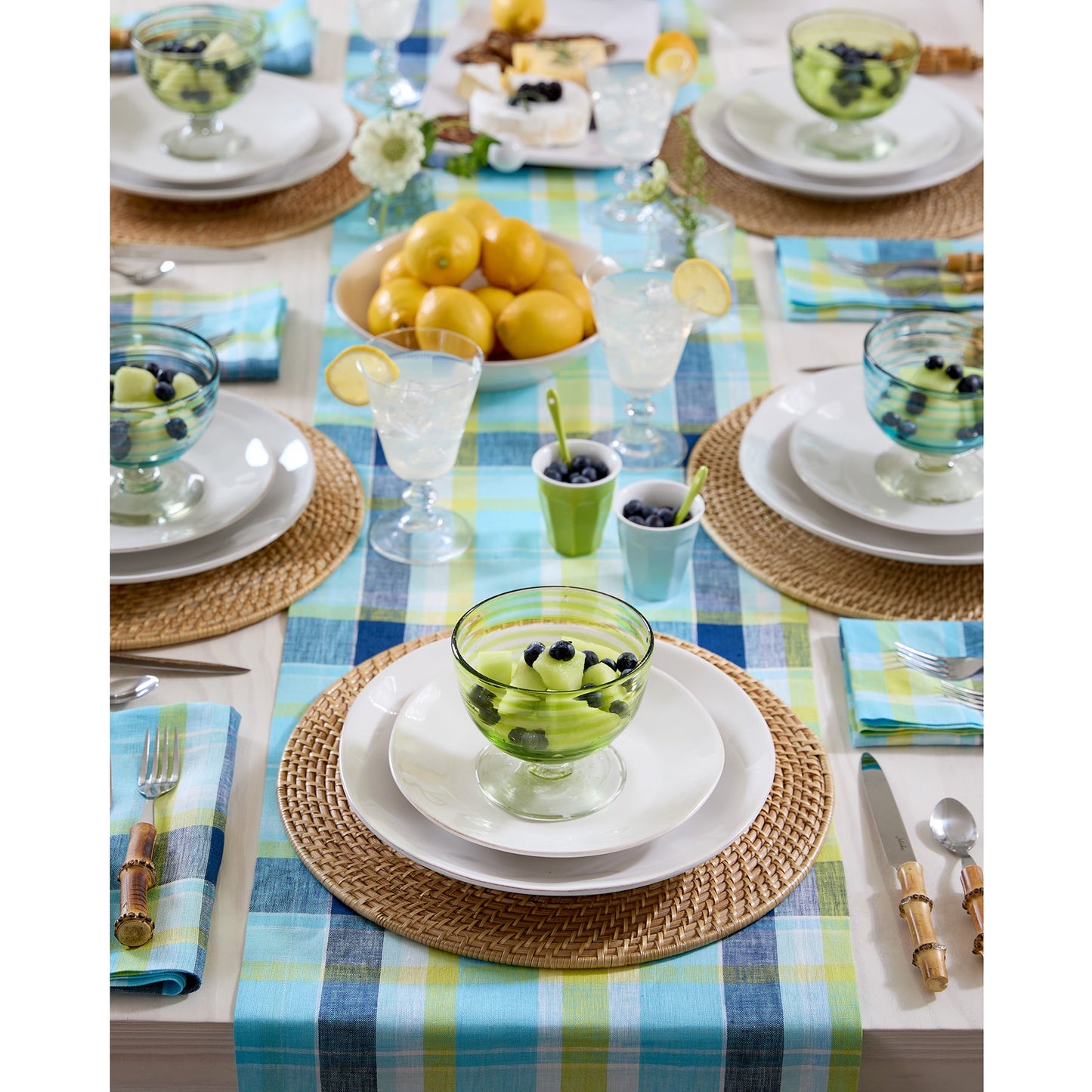 Summer Madras Plaid Table Runner