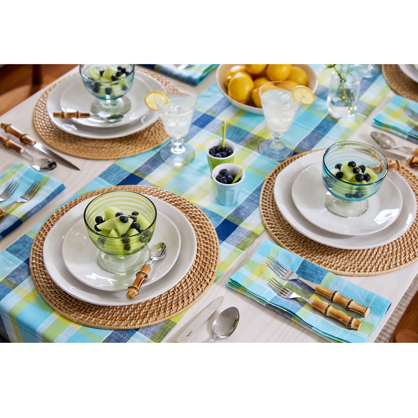 Summer Madras Plaid Table Runner