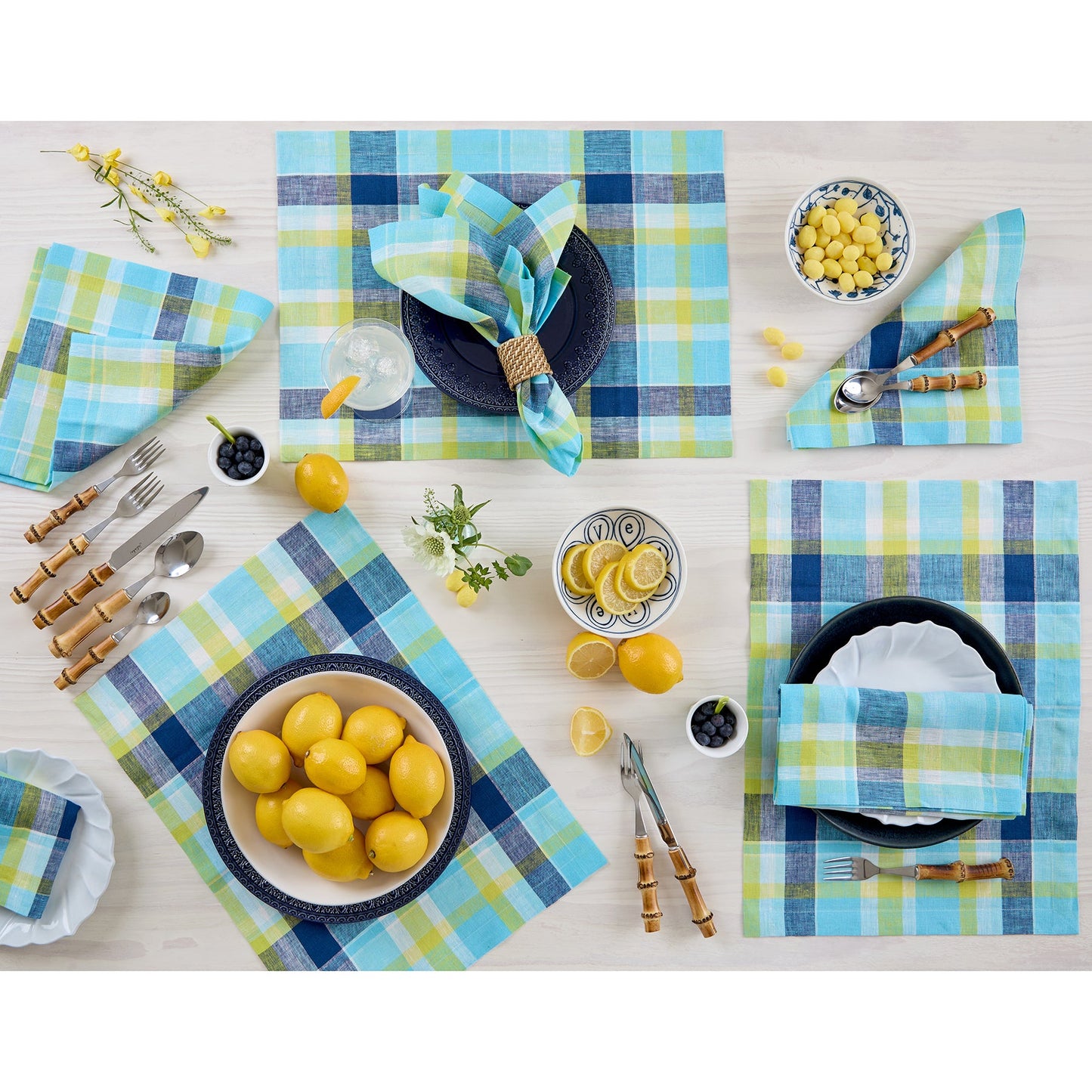 Summer Madras Plaid Placemats, Set of 4