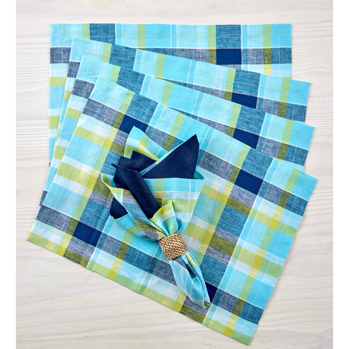 Summer Madras Plaid Placemats, Set of 4